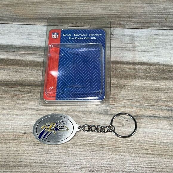 Vintage 2000 NFL BALTIMORE RAVENS Engraved Fine Pewter Keychain American Made - Picture 1 of 6